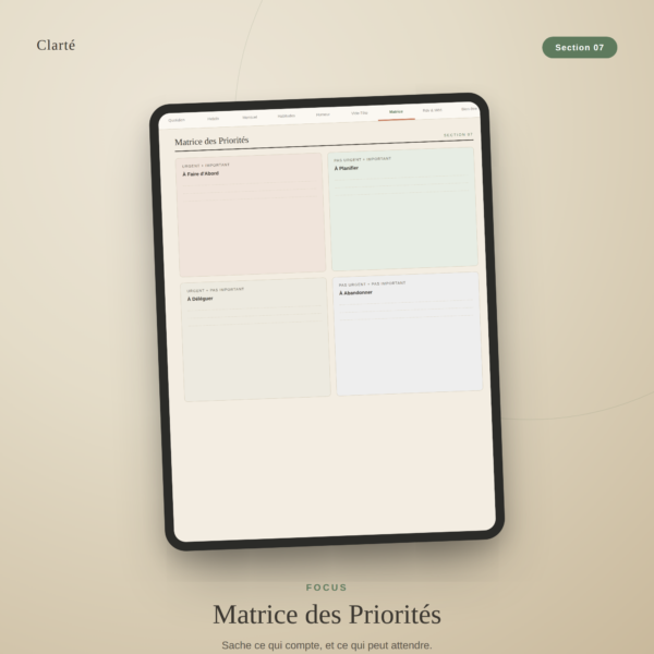 Planificateur numérique TDAH gratuit, page de couverture Clarity, système hyperlié en 9 sections
